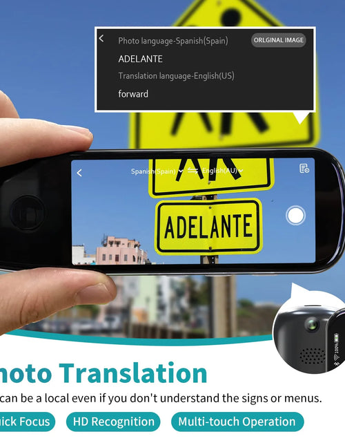 Load image into Gallery viewer, Language Translator Device, Reader Pen Translation Scanner Dictionary Pen with Voice &amp; Camera Translators, Portable Translator for Language Learners, Black
