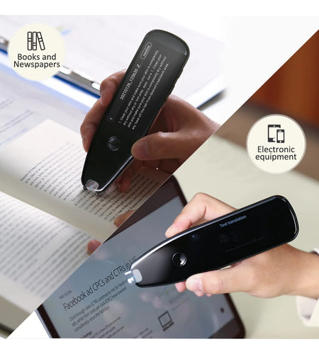 Language Translator Device, Reader Pen Translation Scanner Dictionary Pen with Voice & Camera Translators, Portable Translator for Language Learners, Black
