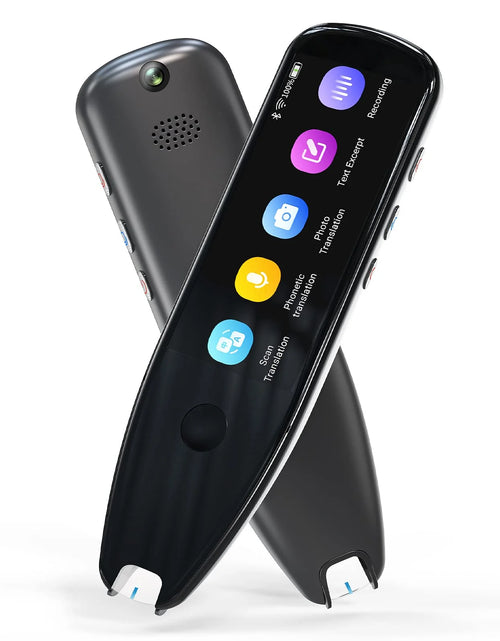 Load image into Gallery viewer, Language Translator Device, Reader Pen Translation Scanner Dictionary Pen with Voice &amp; Camera Translators, Portable Translator for Language Learners, Black
