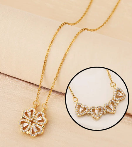 Rose Gift Box Four -Leaf Grass Necklace Heart Necklace Cute Four Leaf Clover Necklace Dainty Gold Necklaces Gifts for Girlfriend