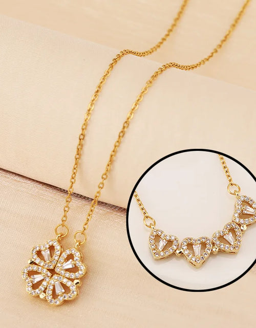 Load image into Gallery viewer, Rose Gift Box Four -Leaf Grass Necklace Heart Necklace Cute Four Leaf Clover Necklace Dainty Gold Necklaces Gifts for Girlfriend

